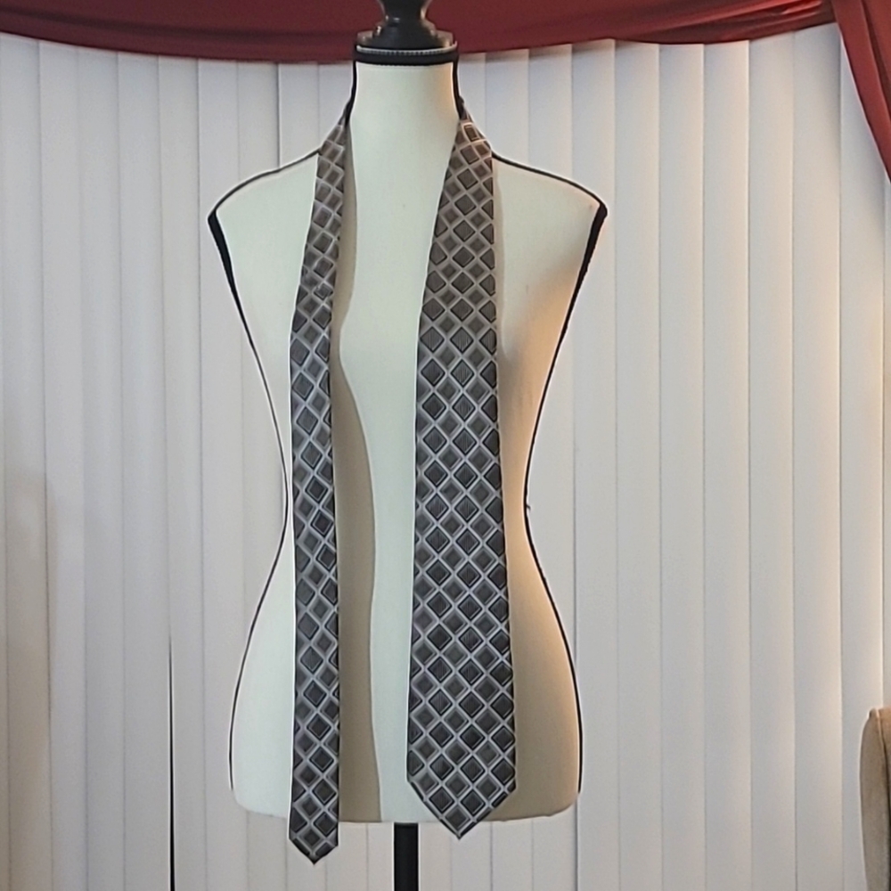 Azzuro uomo men's tie silver, gold & black pattern